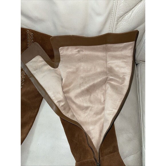 Michael Kors Boots Suede Leather Womens Over the Knee Size 8M Brown Whipstitch - Picture 2 of 14